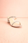 Chamfort Silver Slip-On Block Heel Sandals | Boutique 1861 front view