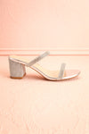 Chamfort Silver Slip-On Block Heel Sandals | Boutique 1861 side view