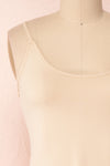 Chantala Beige Soft and Stretchable Fitted Slip Dress | Boutique 1861 front close-up