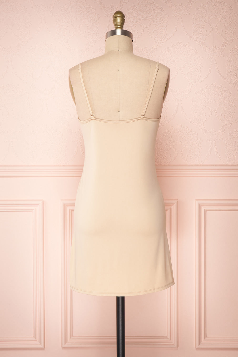 Chantala Beige Soft and Stretchable Fitted Slip Dress | Boutique 1861 back view 