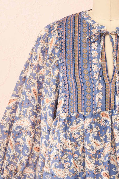 Chantale Paisley Print Short Dress | Boutique 1861  front close-up