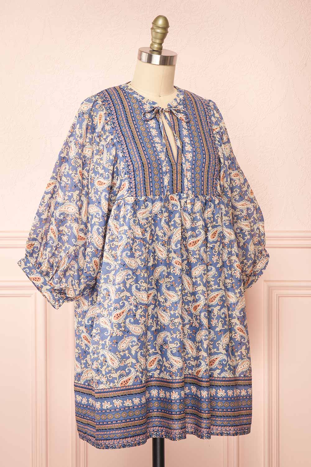 Chantale Paisley Print Short Dress | Boutique 1861  side view