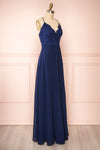 Chantay Navy A-Line Maxi Dress w/ Lace | Boutique 1861 side view