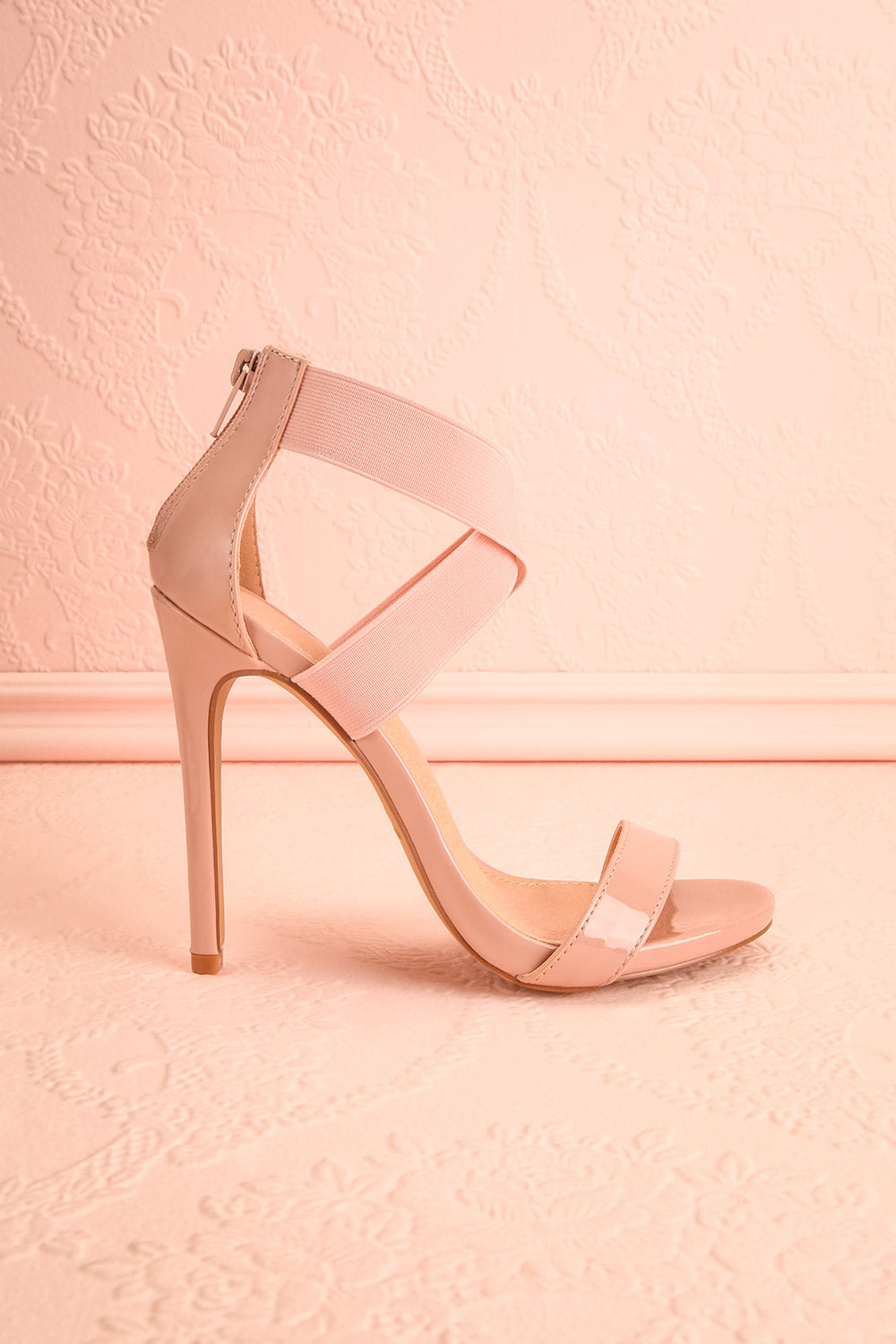 Chaptal Pink | Sandal Stilettos with Elastic Straps