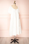 Charity White Puffy Sleeve Tiered Midi Dress | Boutique 1861 side view