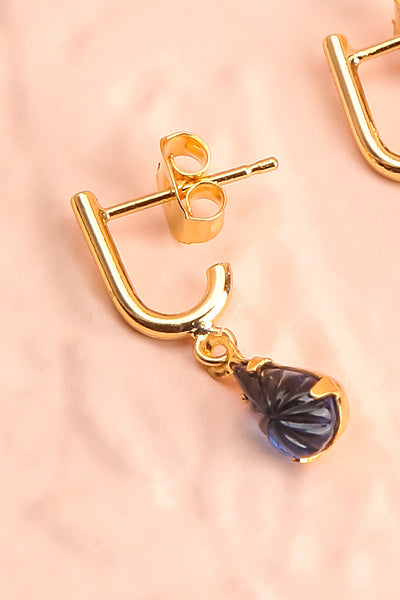 Charline Lapis Blue Golden Pendant Earrings | Boutique 1861 close-up