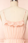 Charly Pink Maxi Dress w/ Ruffles | Boutique 1861 back close up