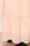 Charly Pink Maxi Dress w/ Ruffles | Boutique 1861 close up