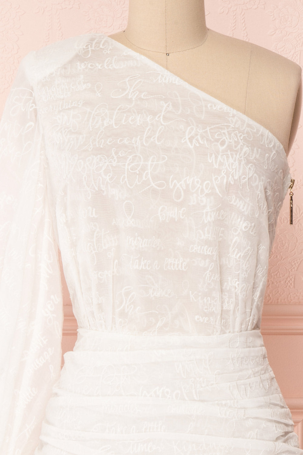Charmaina White Embroidered One Shoulder A-Line Dress | Boudoir 1861