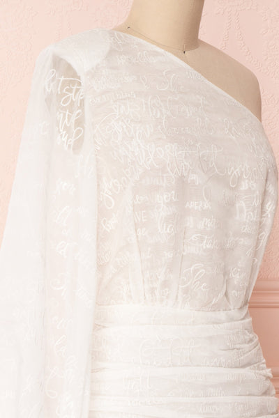 Charmaina White Embroidered One Shoulder A-Line Dress | Boudoir 1861