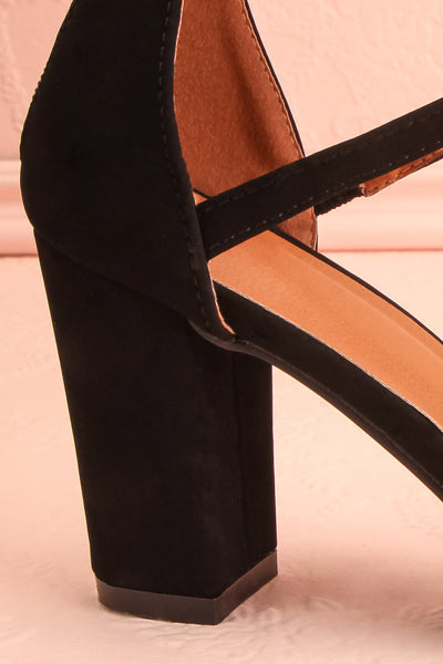 Charmhing Black Cross-Strap Pointed Toe Heels | Boutique 1861 side back close-up