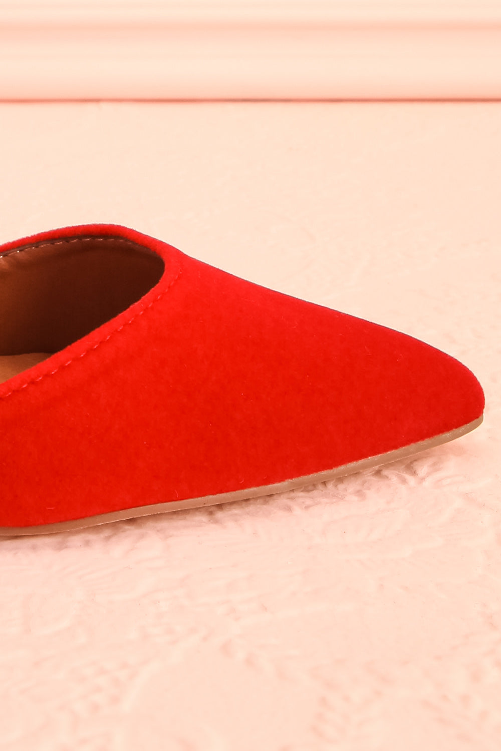 Charmhing Red Cross-Strap Pointed Toe Heels | Boutique 1861 side front close-up