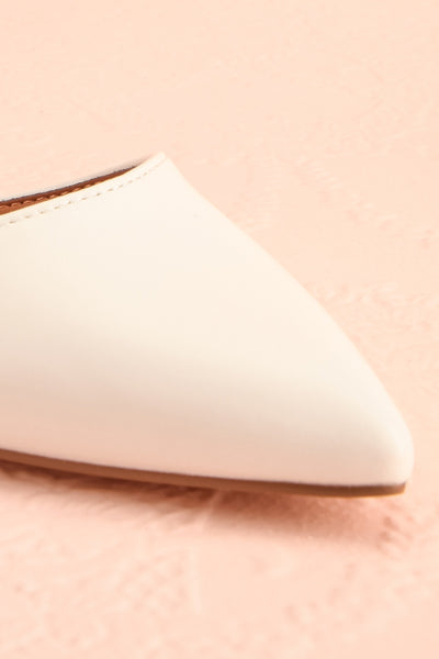 Charmhing White Cross-Strap Pointed Toe Heels | Boutique 1861 front close-up
