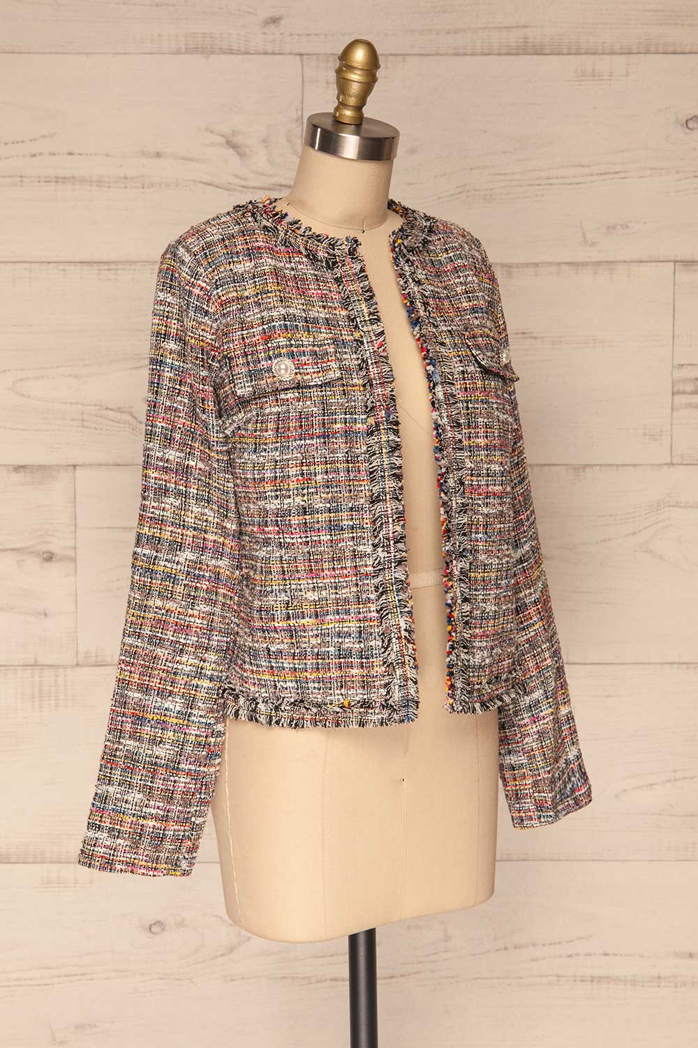 Chatel Colorful Tweed Jacket with Pearl Buttons | La Petite Garçonne side view 