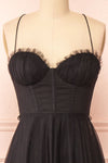 Chaya Black Midi Tulle Dress w/ Corset | Boutique 1861 front close-up