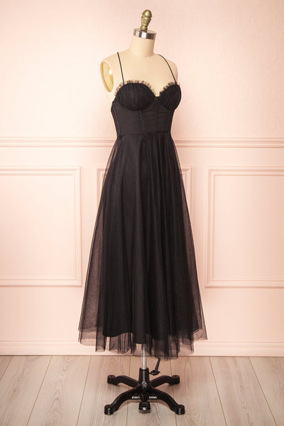 Chaya Black Midi Tulle Dress w/ Corset | Boutique 1861 side view
