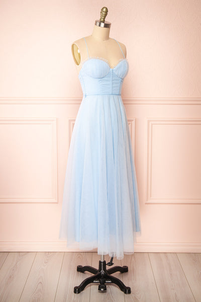 Chaya Blue Midi Tulle Dress w/ Corset | Boutique 1861 side view