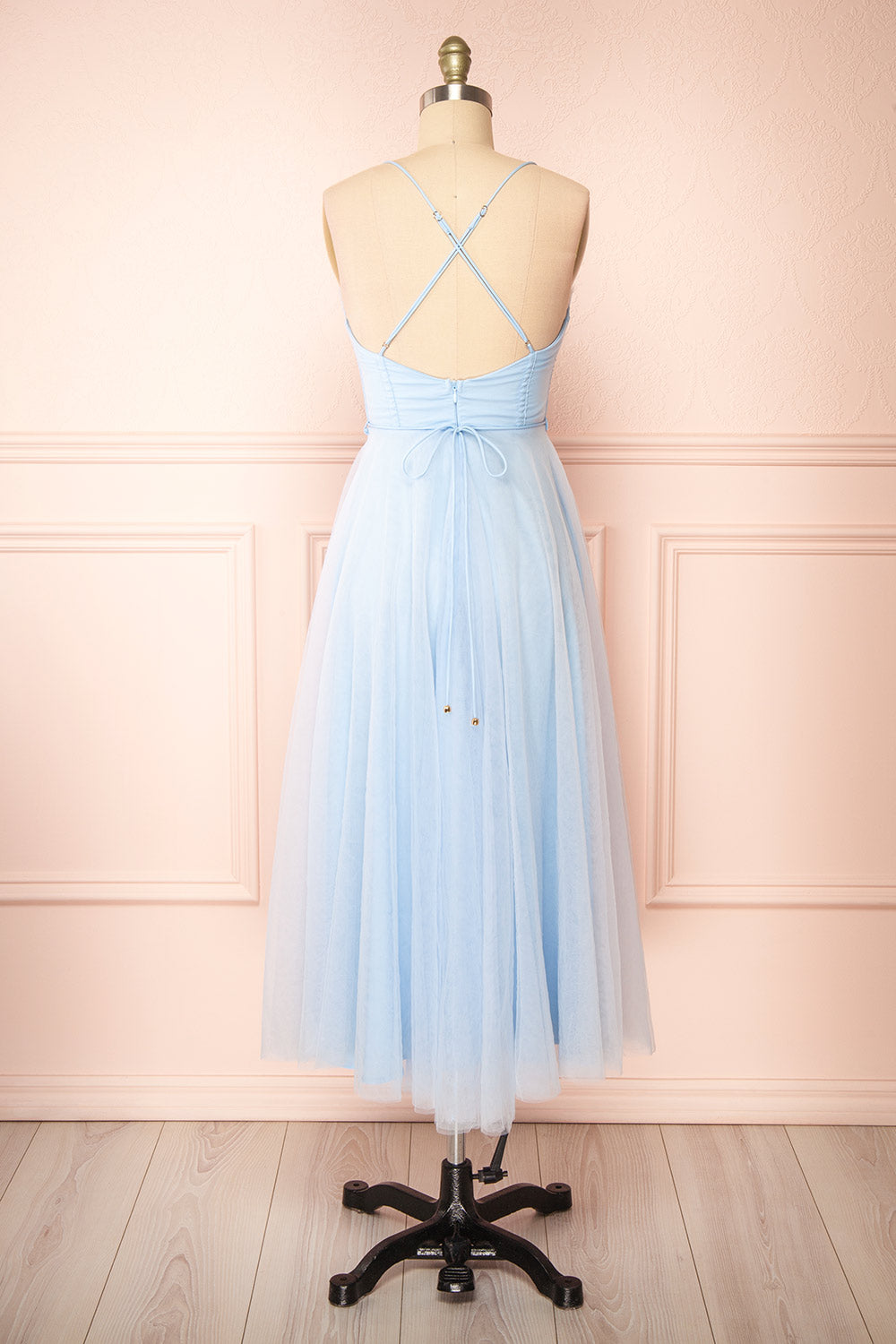 Chaya Blue Midi Tulle Dress w/ Corset | Boutique 1861 back view