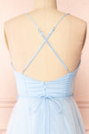 Chaya Blue Midi Tulle Dress w/ Corset | Boutique 1861  back close-up