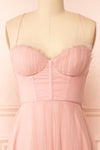 Chaya Pink Midi Tulle Dress w/ Corset | Boutique 1861 front close-up