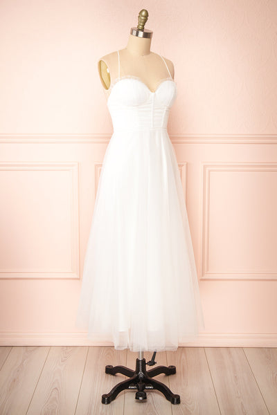 Chaya White Midi Tulle Dress w/ Corset | Boutique 1861 side view