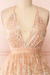 Chayli Rosegold Glitter Party Dress | Robe | Boutique 1861 front close-up