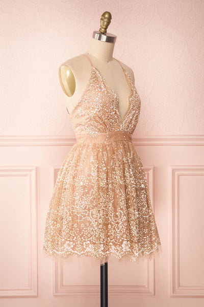 Chayli Rosegold Glitter Party Dress | Robe | Boutique 1861 side view