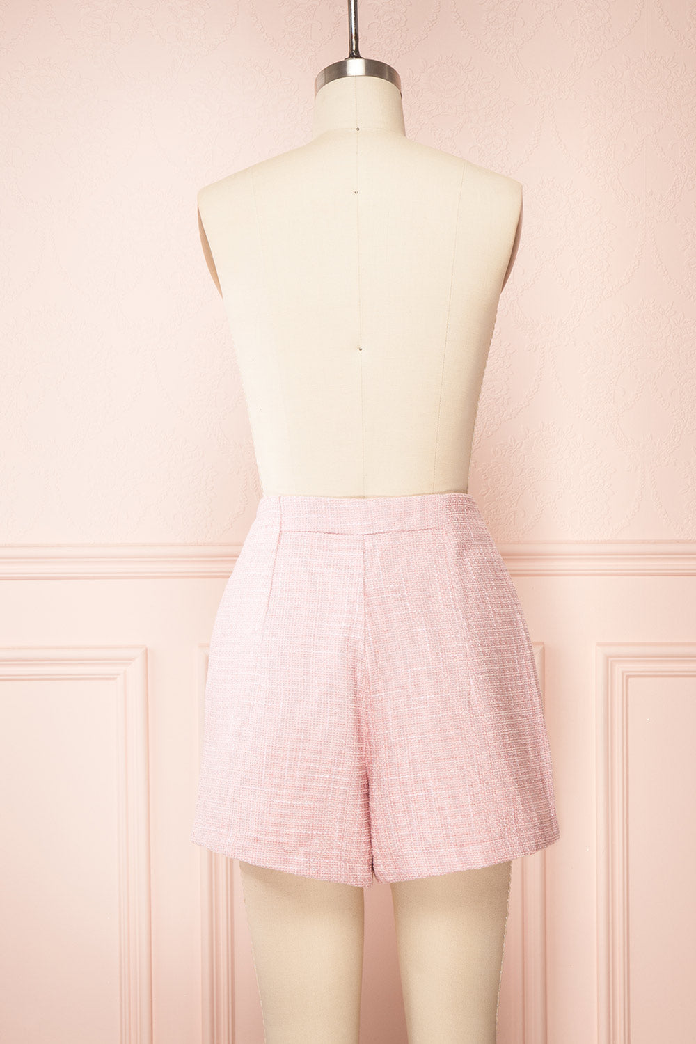 Cheir High-Waisted Pink Tweed Shorts | Boutique 1861 back view