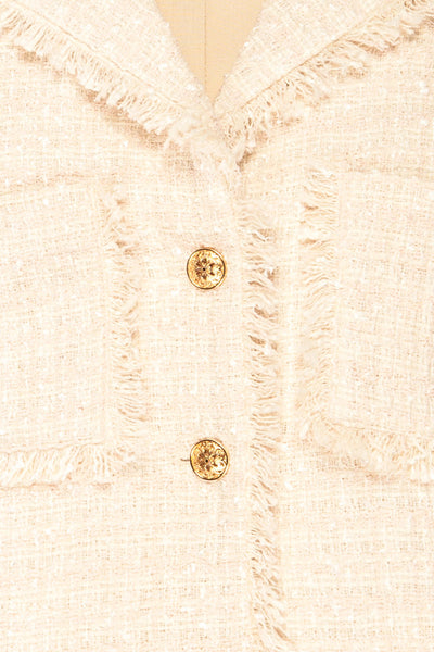 Cheryl Cropped Cream Tweed Top w/ Pockets | La petite garçonne  fabric