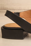 Chiesa Black Asymmetrical Leather Sandals | La petite garçonne side back close-up