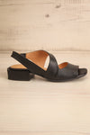 Chiesa Black Asymmetrical Leather Sandals | La petite garçonne side view