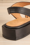Chiesa Black Asymmetrical Leather Sandals | La petite garçonne backc lose-up