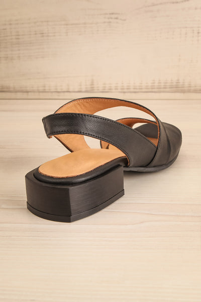 Chiesa Black Asymmetrical Leather Sandals | La petite garçonne back view