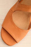 Chiesa Rust Asymmetrical Flat Sandals | La petite garçonne flat close-up