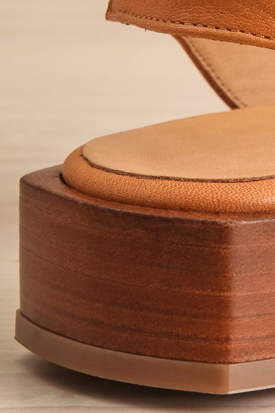 Chiesa Rust Asymmetrical Flat Sandals | La petite garçonne back close-up