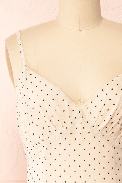 Chiga Short Chiffon Dress w/ Heart Pattern | Boutique 1861 front close-up