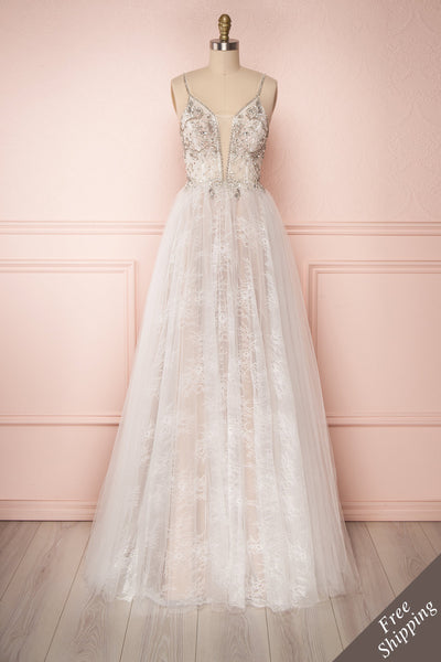Chiharu White Tulle A-Line Bridal Dress with Crystals | Boudoir 1861