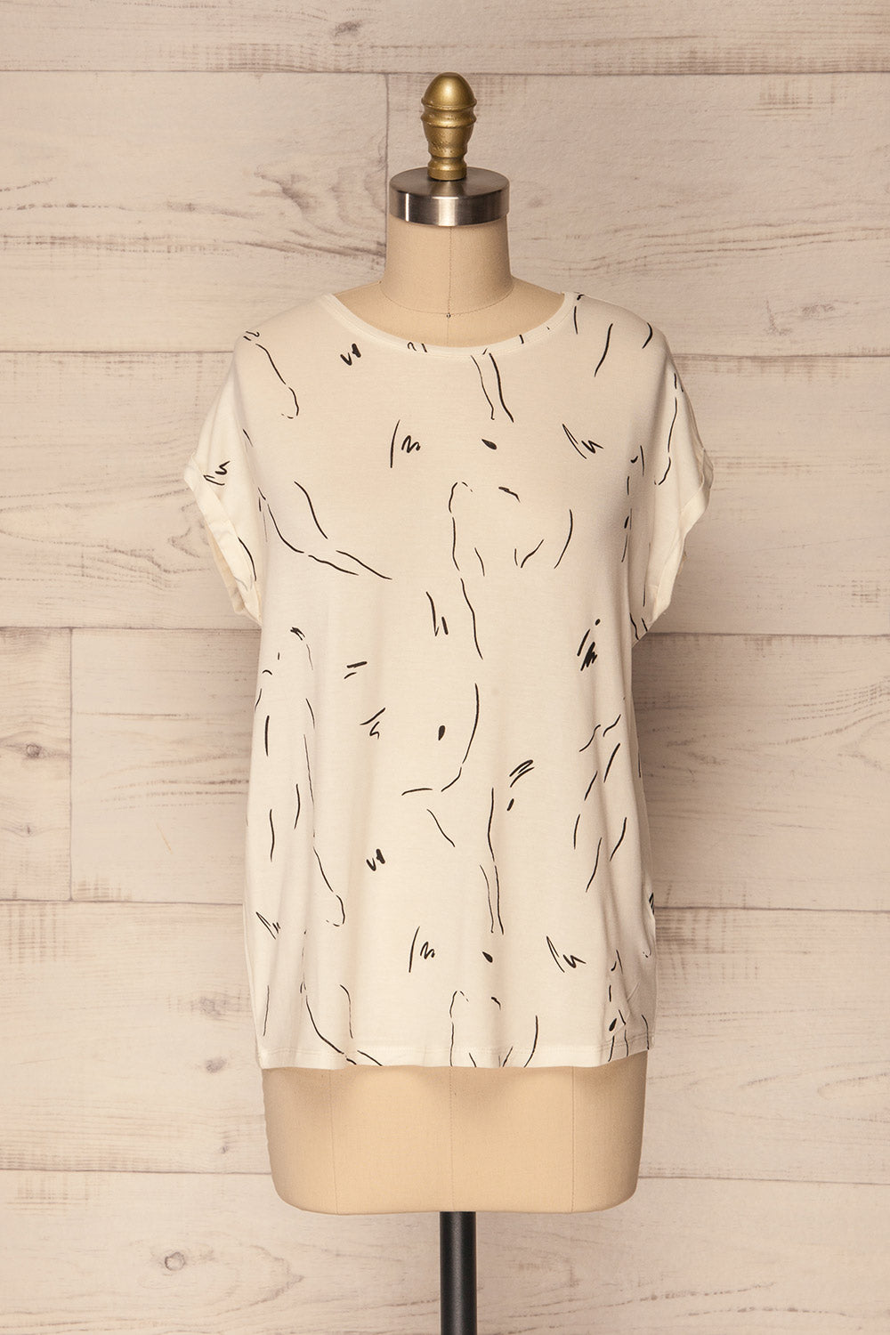 Chios Ivory & Black Patterned T-Shirt | La Petite Garçonne 1