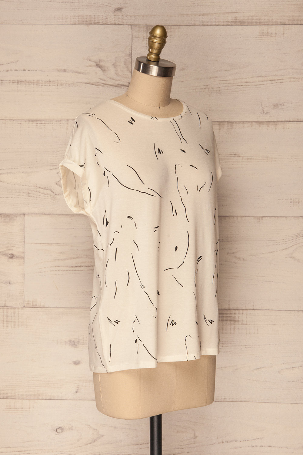 Chios Ivory & Black Patterned T-Shirt | La Petite Garçonne 3