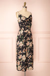 Chirley Black Floral Silky Midi Dress | Boutique 1861 side view