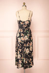 Chirley Black Floral Silky Midi Dress | Boutique 1861 back view