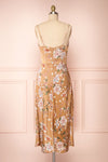 Chirley Taupe Floral Silky Midi Dress | Boutique 1861 back view