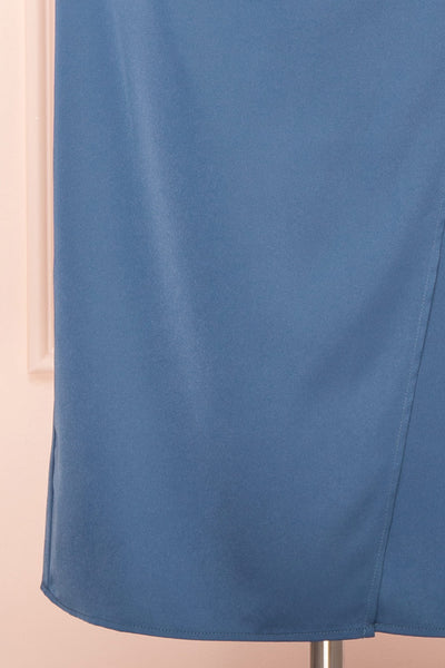 Chloe Blue Cowl Neck Satin Midi Slip Dress | Boutique 1861 bottom