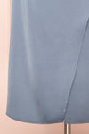 Chloe Blue Grey Cowl Neck Satin Midi Slip Dress | Boutique 1861 bottom