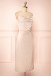 Chloe Champagne Silky Midi Slip Dress | Boutique 1861 side view