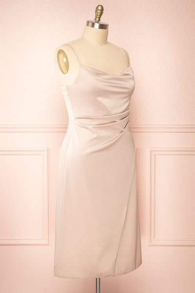 Chloe Champagne Silky Midi Slip Dress | Boutique 1861 side plus size