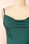 Chloe Green Cowl Neck Silky Midi Slip Dress | Boutique 1861 front close-up