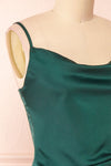 Chloe Green Cowl Neck Silky Midi Slip Dress | Boutique 1861 side close-up