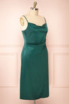 Chloe Green Cowl Neck Silky Midi Slip Dress | Boutique side plus size