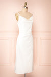 Chloe Ivory Cowl Neck Satin Midi Slip Dress | Boutique 1861 side view